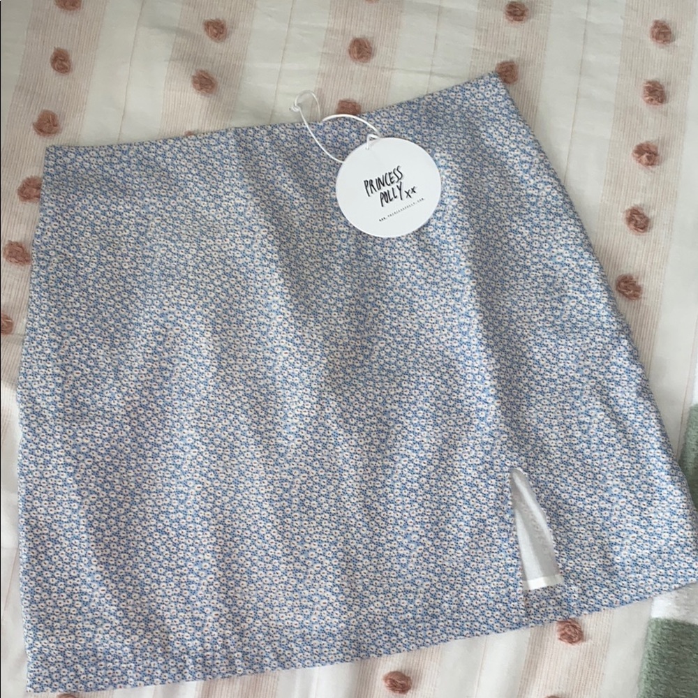 Princess Polly Blue Floral Skirt